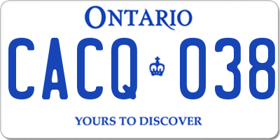 ON license plate CACQ038