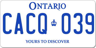 ON license plate CACQ039