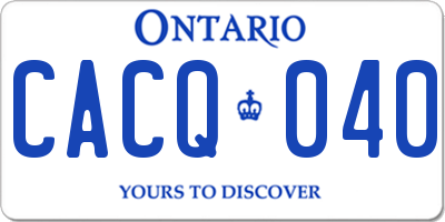 ON license plate CACQ040