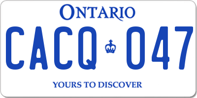 ON license plate CACQ047