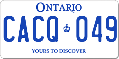 ON license plate CACQ049