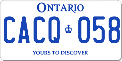 ON license plate CACQ058