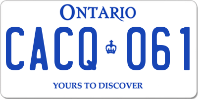 ON license plate CACQ061