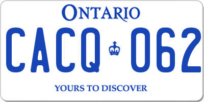 ON license plate CACQ062