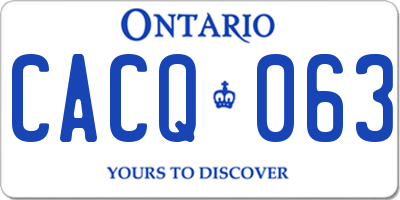 ON license plate CACQ063