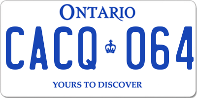 ON license plate CACQ064