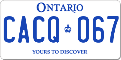 ON license plate CACQ067