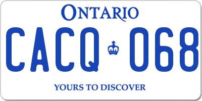 ON license plate CACQ068