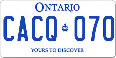 ON license plate CACQ070