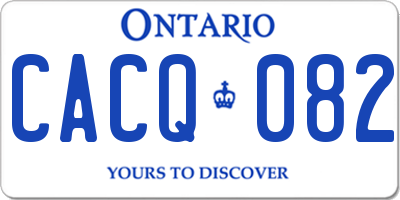 ON license plate CACQ082