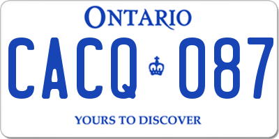 ON license plate CACQ087