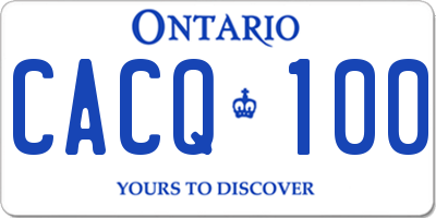 ON license plate CACQ100