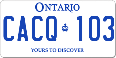 ON license plate CACQ103