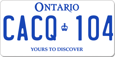 ON license plate CACQ104