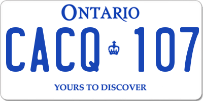 ON license plate CACQ107