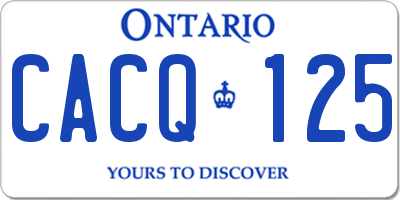 ON license plate CACQ125