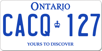 ON license plate CACQ127