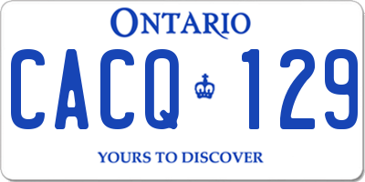 ON license plate CACQ129