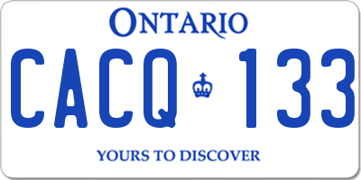 ON license plate CACQ133