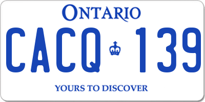 ON license plate CACQ139