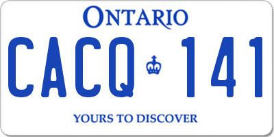 ON license plate CACQ141