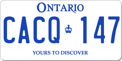 ON license plate CACQ147