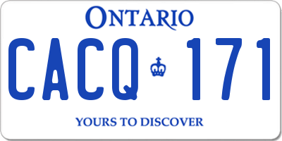 ON license plate CACQ171