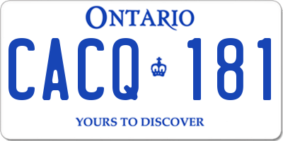 ON license plate CACQ181