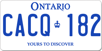 ON license plate CACQ182