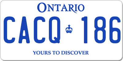 ON license plate CACQ186