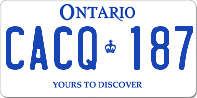 ON license plate CACQ187