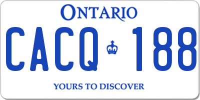 ON license plate CACQ188