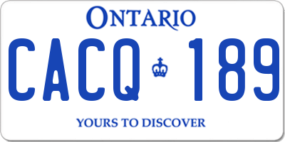 ON license plate CACQ189