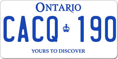 ON license plate CACQ190