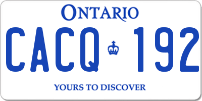 ON license plate CACQ192