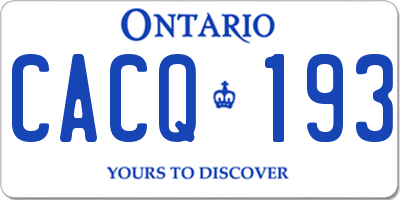 ON license plate CACQ193