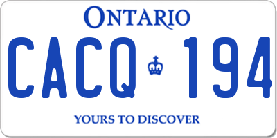 ON license plate CACQ194