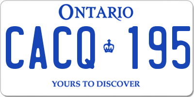 ON license plate CACQ195