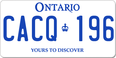 ON license plate CACQ196