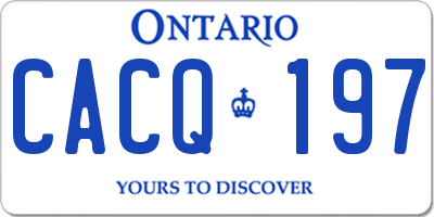 ON license plate CACQ197