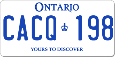 ON license plate CACQ198