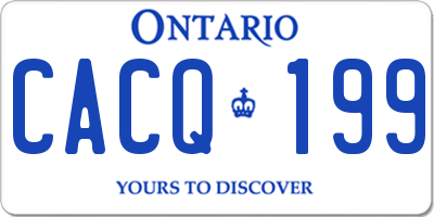 ON license plate CACQ199