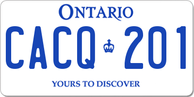 ON license plate CACQ201