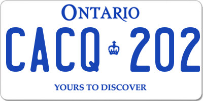 ON license plate CACQ202