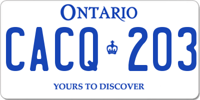 ON license plate CACQ203