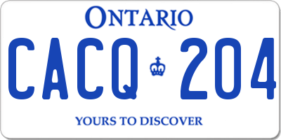 ON license plate CACQ204