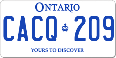 ON license plate CACQ209