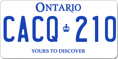 ON license plate CACQ210