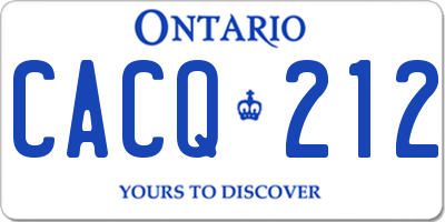 ON license plate CACQ212