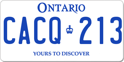 ON license plate CACQ213